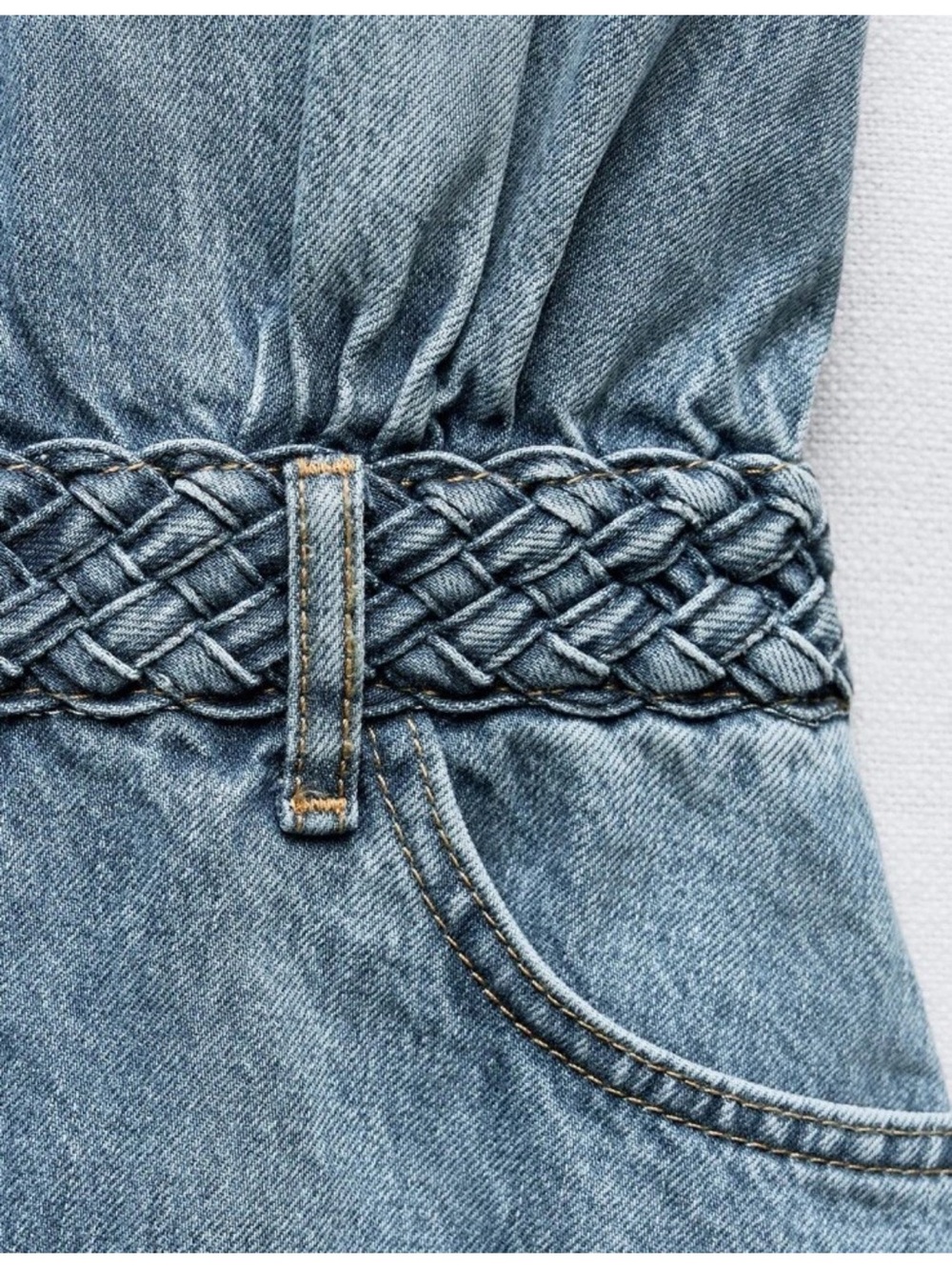 ZARA SS24 COTTON DENIM Z1975 MINI MID BLUE SHIRTDRESS - Picture 3 of 10
